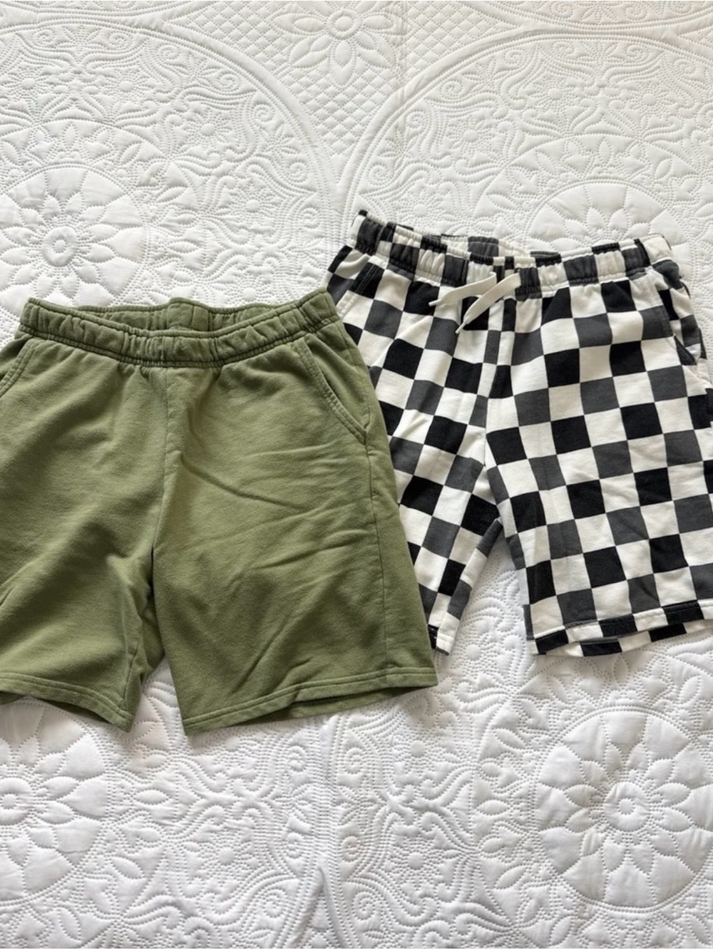 Cat & Jack Olive Green and Black & White Checkerboard Shorts - 2-Pack